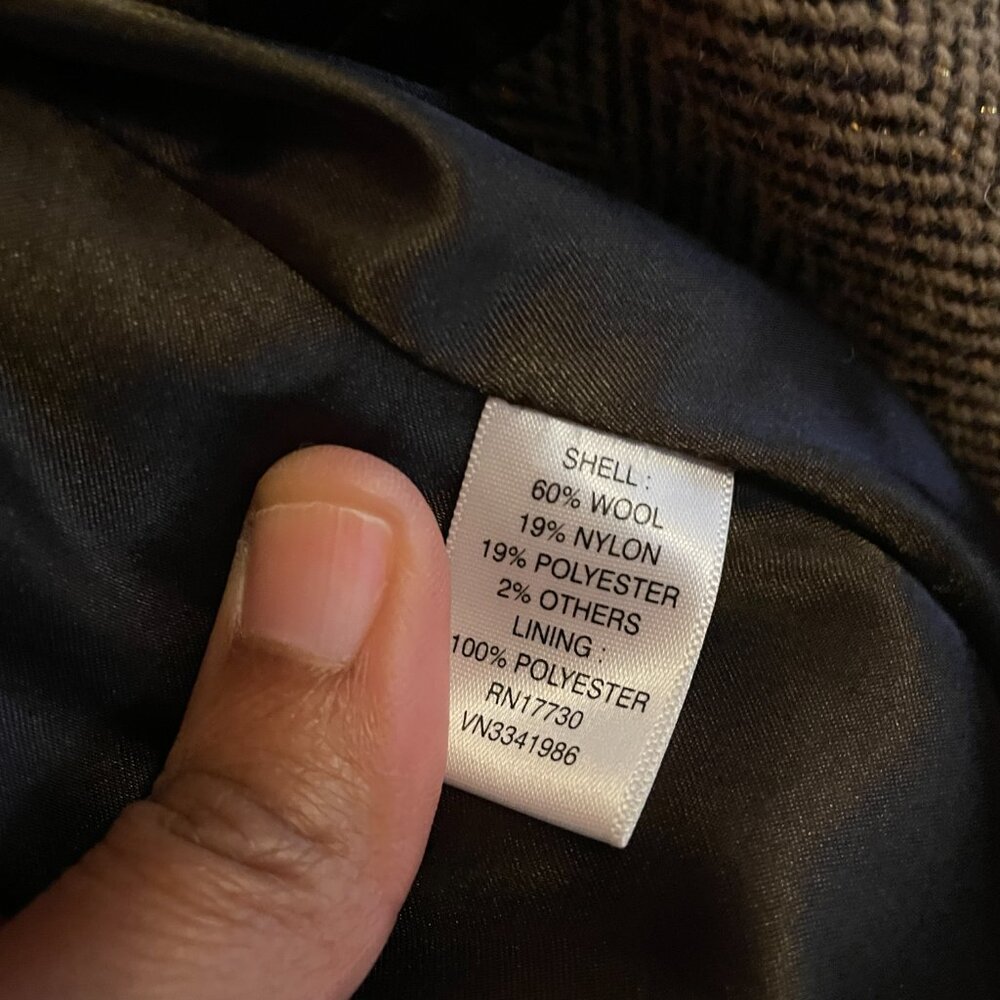 VTG Tailored Flare Fit Herringbone Tweed Wool Blend Coat. Merona, Women's Medium - Picture 11 of 16